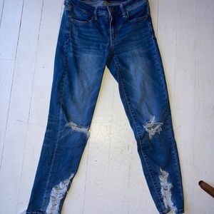 American eagle Ripped bootcut stretchy blue jeans
